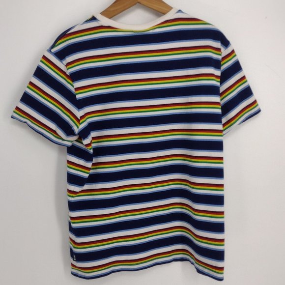 HUF Worldwide Rainbow Striped Embroidered Skate T-Shirt - Picture 3 of 6